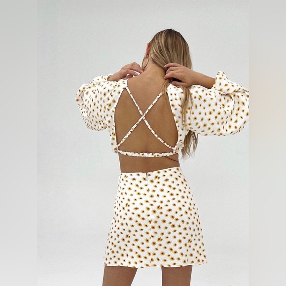 NWT WeWoreWhat Mini Slip Skirt In Ivory Multi - Picture 4 of 8